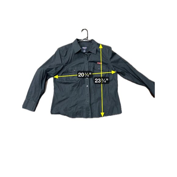 Argyle Long Sleeve Button Front Shirt Black Sz 16W Outdoor Utility Workwear - Picture 6 of 8